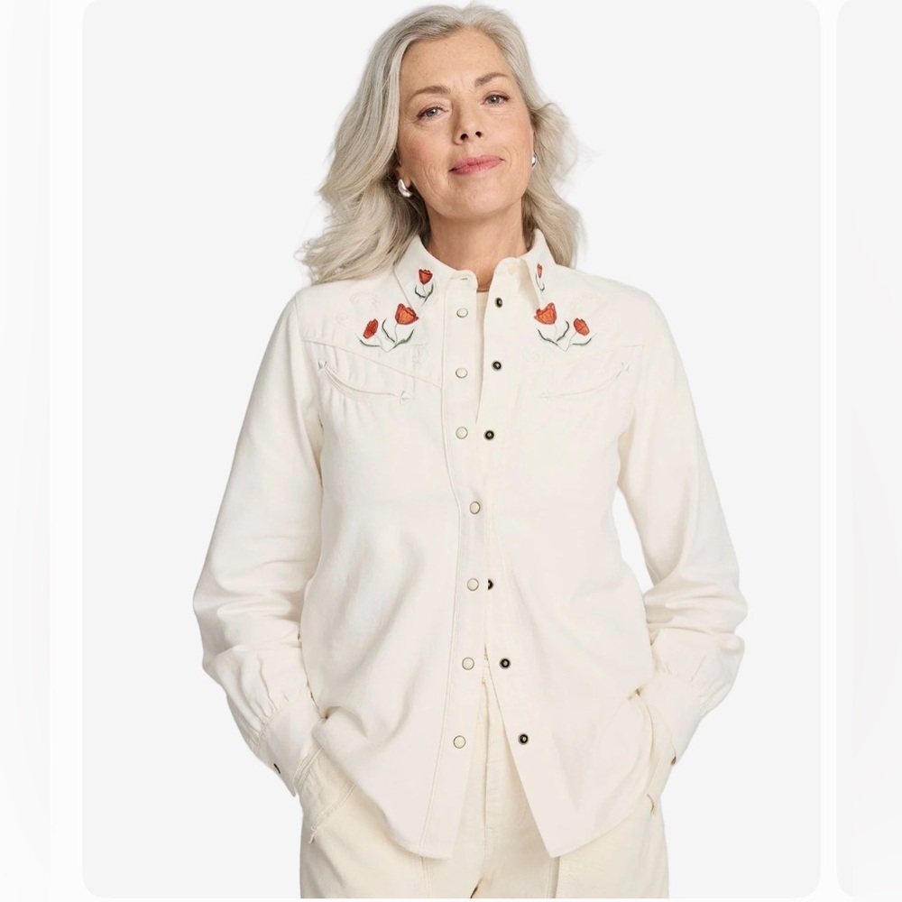 NWT Pendleton Western Embroidered Button Down Ecru - Picture 3 of 11